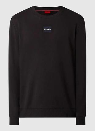 Свитшот мужской hugo cotton-terry regular-fit sweatshirt with logo label 75-2098blk-bl l