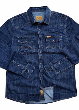Джинсовая рубашка montana 02 dark stonewash 02 темно-синий 3xl