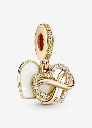 Серебряный шарм пандора "gold heart and infinity" 759516c01