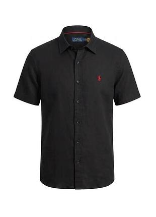 Рубашка мужская с коротким рукавом polo ralph lauren g-0100 black 2xl