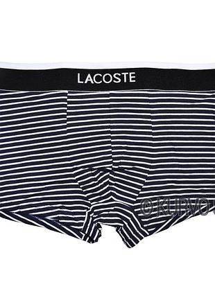 Мужские трусы lacoste, материал хлопок, цвет темно-синий m, черный в полоску