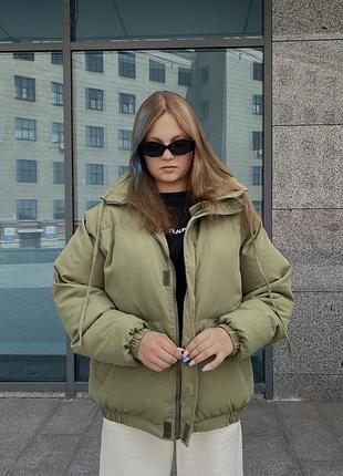 Зимний женский пуховик fear of god essentials khaki l