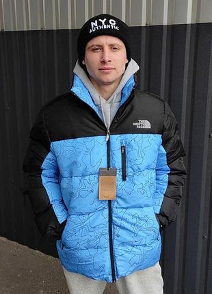 Зимний пуховик the north face black/blue куртка зе норд фейс xxl