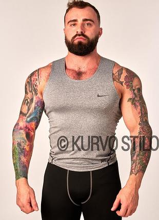 Мужская компрессионная майка nike pro combat, цвет серый, разные размеры в наличии! l