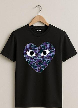 Футболка bape x cdg comme de garcons чорна