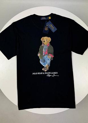 Мужская футболка polo ralph lauren bear - хлопковая футболка с мишкой ральф лорен (черная, белая) белый, m