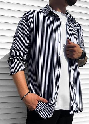 Сорочка полоска синя 3