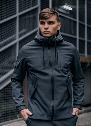 Куртка softshell мужская серая демисезонная intruder.осенняя весенняя веровка на флисе