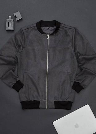 Бомбер замшевый графит s xl