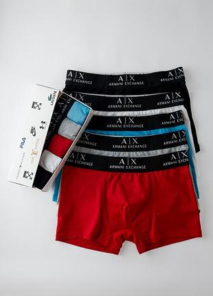 Набор мужских трусов боксеров armani 5 штук стильные брендовые трусы боксеры армани в фирменной коробке xxl
