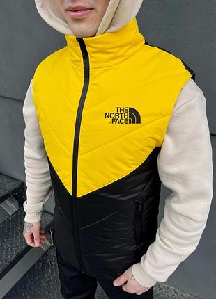 Жилетка мужская осенняя весенняя 'clip' tnf желтая - черная безрукавка the north face тнф
