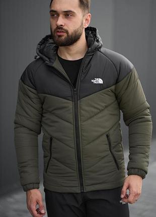 Куртка мужская весенняя / осенняя the north face черная-хаки утепленная тнф tnf демисезонная теплая ветровка xl