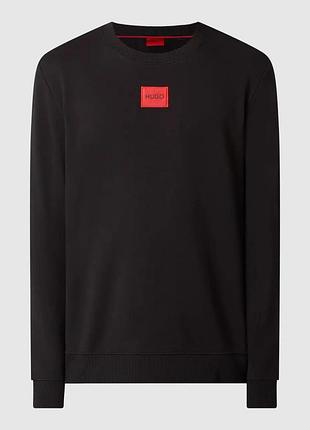 Свитшот мужской hugo cotton-terry regular-fit sweatshirt with logo label 75-2098blk-rd l