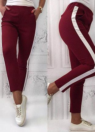 Штаны женские лампас бордовый xs