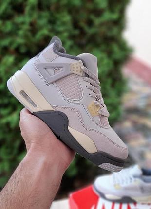 Теплые зимние кроссовки на меху nike jordan 4 серые женские кроссовки найк джордан 4 37(23см)