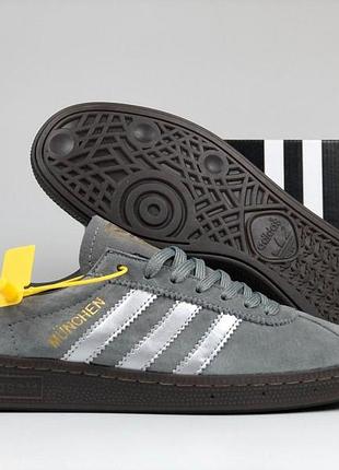 Кроссовки мужские adidas munchen повседневные серые кеды адидас мужская летняя обувь адидас прошитые 43