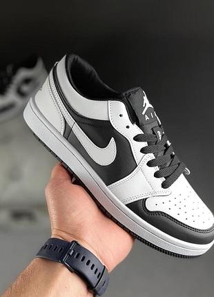 Мужские летние низкие кроссовки черные с белым nike air jordan весение кросовки найк аир джордан 45