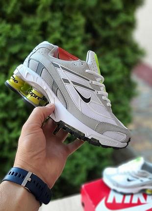 Жіночі літні кросівки nike shox ride 2 supreme білі з сірим та салатовим осіні кросівки найк шокс райд 2 40(25см)