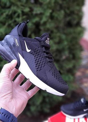 Чоловічі літні кросівки nike air max 270 чорні з білим модні кроссовки найк аір макс 270 сітка 44(28см)