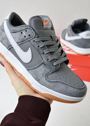 Кросівки чоловічі nike dunk low retro сірі з білим шкіряні найк данк лоу ретро на весну, літо, осінь 45(28.5 см)