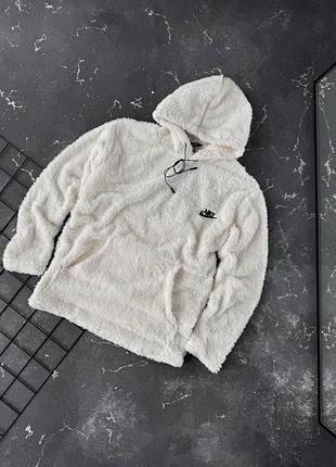 Чоловічий плюшевий білий худі nike модна оверсайз толстовка найк для хлопця xl