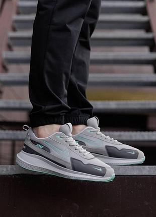 Кроссовки мужские найк серые сетка + кожа весенние, мужские кроссовки nike simple grey mint осенние летние 40