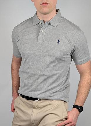 Футболка поло ralph lauren с коротким рукавом в сером цвете, s