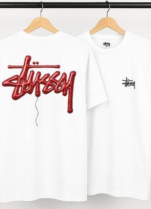 Футболка жіночя stussy біла повітряна куля