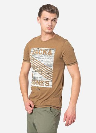 Футболка бавовняна довга чоловіча jack & jones 173040 s коричнева (lv2200004635460)