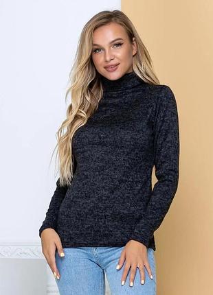 Теплый ангоровый женский гольф, водолазка, черный xs