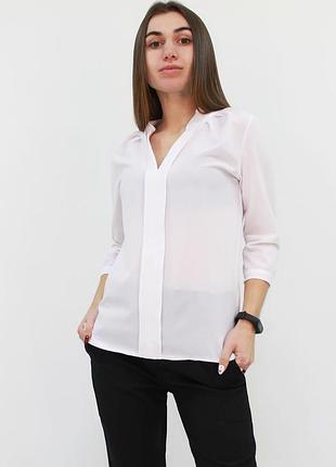 Розміри: l, xl | молодіжна жіноча блузка з креп-шифону, біла