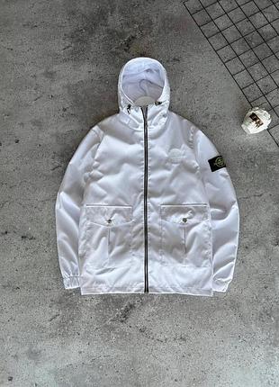 Вітровка stone island чоловіча біла стон айленд l