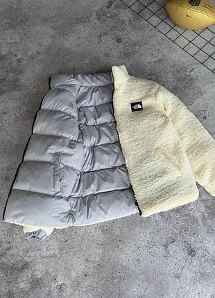 Куртка двостороння the north face зимова чоловіча сіра