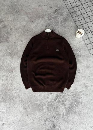 Свитер lacoste с замочком 3/4 zip мужской бордовый m