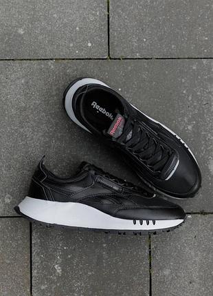 Кроссовки reebok classic leather black черные мужские 41