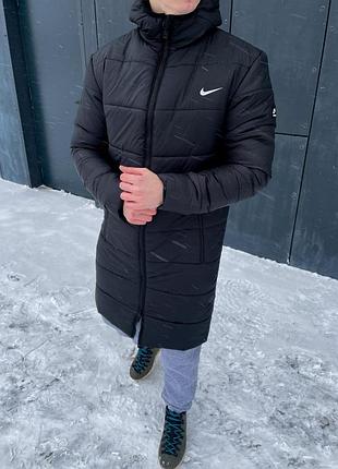 Куртка nike довга чоловіча чорна зимова парка nike