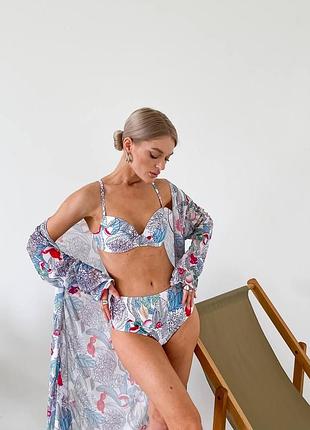 Женский раздельный купальник + туника 1393 разные цвета m