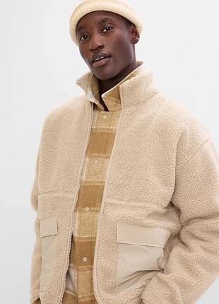 Чоловіча куртка gap sherpa full-zip surplus jacket бежева на застібці оригінал