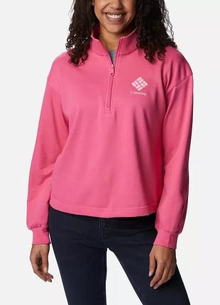 Женский пуловер columbia logo columbia sportswear из ткани френч терри с молнией до половины