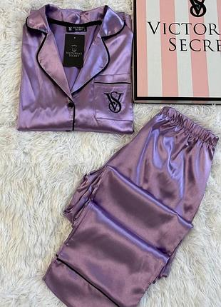 Пижама victoria's secret шелковая лилова женская m