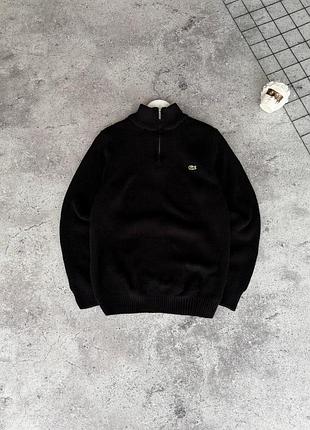 Свитер lacoste с замочком 3/4 zip мужской черный xxl