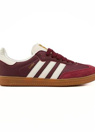 Жіночі замшеві кеди adidas samba og maroon адідас самба марсала бордові стильні кросівки