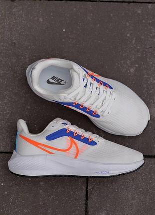 Кроссовки nike air zoom pegasus 39 white blue orange белые женские сетка весна