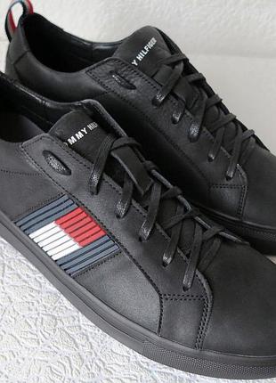Tommy hilfiger кожаные чёрные кеды! туфли мужские супер ! томми хилфигер 40 разм