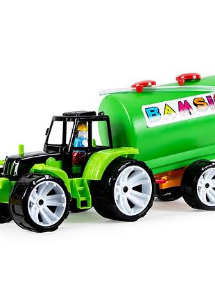 Детская игрушка "трактор bams с прицепом-цистерной" 007/13bms(green) 51х18х24 см