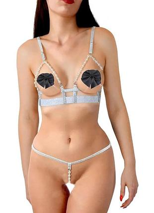 Сексуальний набір білизни art of sex - sweet angel, розмір l-2xl, колір білий ( so7762 )