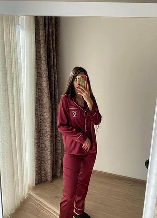 Піжама victoria's secret шовкова червона жіноча m