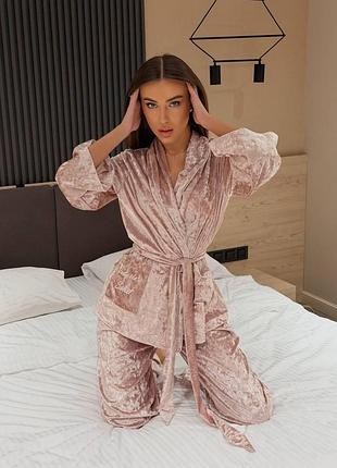 Пижама victoria's secret бархатная черная женская l