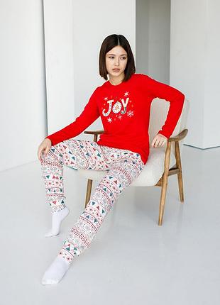 Пижама женская со штанами новогодняя joy размер l