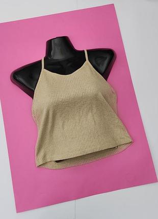 Кроп топ топик в рубчик на бретельках s topshop